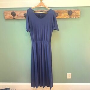 Garnet Hill Women's Blue Tencel Blend Midi Dress Size‎ M
